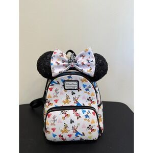 Disney Parks Loungefly Mickey and Friends Castle Mini Backpack White Multi
